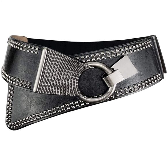 Vintage Wide Waist Belt Retro Buckle Stretch Belt - Picture 1 of 8